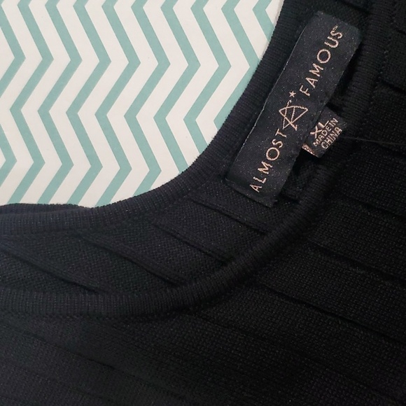 NEW Almost Famous Scoop Neck Knitted Ribbed Midi Black Dress sz XL - Picture 10 of 10